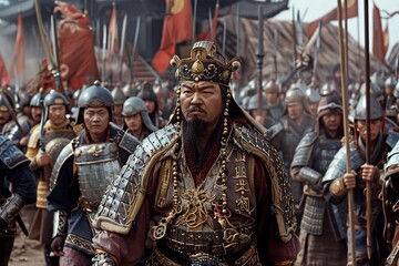 Fototapeta premium Illustration of a Genghis Khan's army ready for conquest.