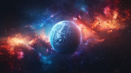 Obraz na płótnie Canvas Digital artwork of Earth colorful in space, text copy space