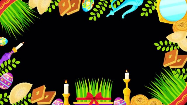 Novruz holiday frame alpha background 4k 