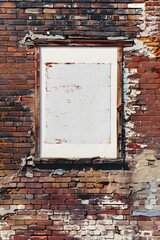 Naklejka premium Blank poster on a brick wall setup.