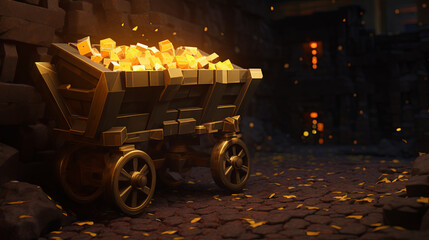 Within the underground chamber, there lies an antique cart adorned with gold