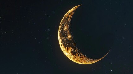 Obraz na płótnie Canvas Crescent moon in a starry night sky. Astronomical body concept for design and print