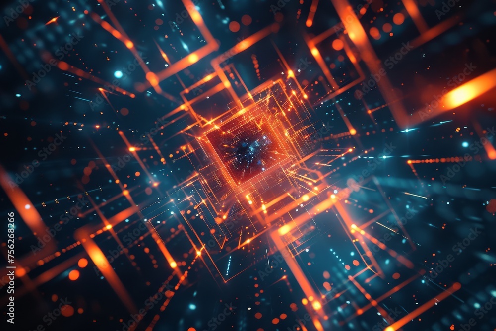 Wall mural abstract interface line abstract futuristic technology background. generative ai
