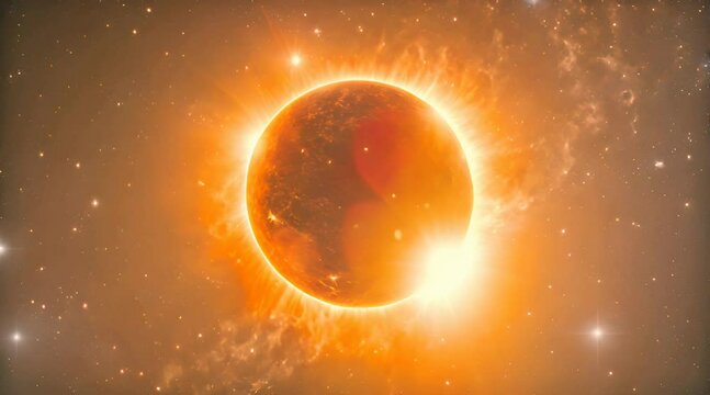 A solar eclipse. The total eclipse motion video. Space and galaxy concept. Blurred Background