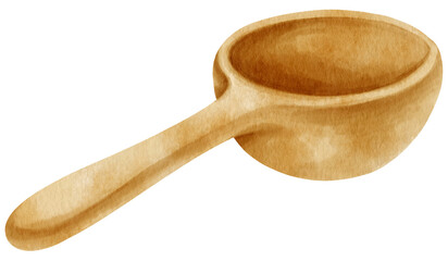 Wooden Scoop Watercolor illustration
