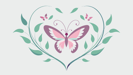 Captivating Beauty A Butterfly Embraced by a Floral Heart