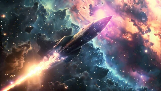 Journey to the Stars: Futuristic Spaceship Soaring Through Space