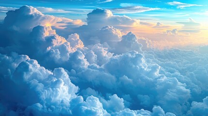 Aerial view of fluffy clouds from above.