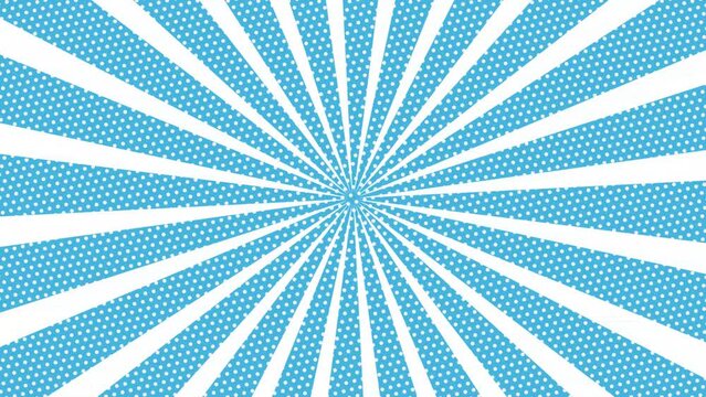 sunburst pattern light blue, white background animation. Stripes rotating motion.