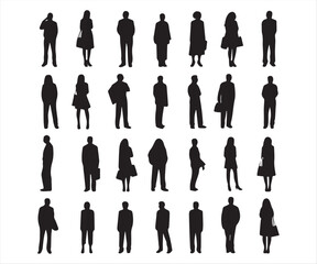 set of silhouettes of women on a white background, vector illustration