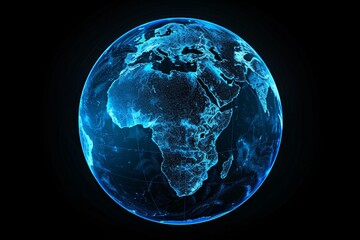 Fototapeta na wymiar a blue glowing globe with continents and continents