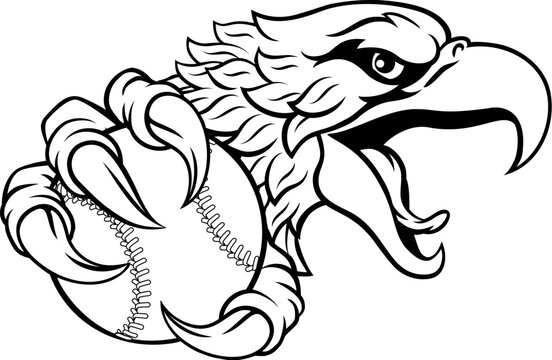 recommend clip art: An eagle or hawk baseball ball cartoon sports team mascot