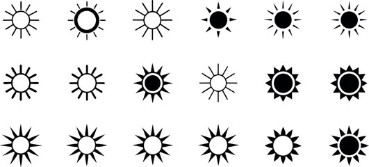 Sun icon set, Sun symbol vector