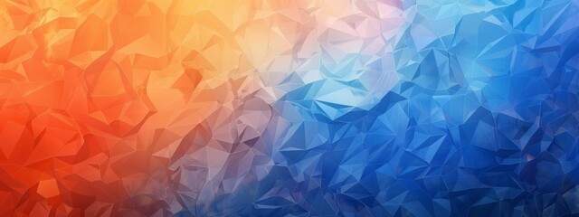 a background with a gradient from orange to blue with a triangle hard visible wrinkle effect - obrazy, fototapety, plakaty