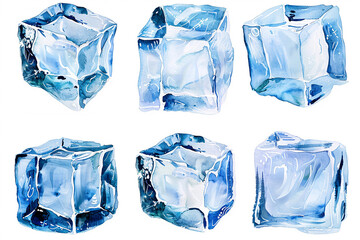 Obraz premium ice cubes isolated on white background, Ice cubes, isolated on white background 