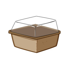 above food box to go cartoon. package mockup, takeaway hand, sale people above food box to go sign. isolated symbol vector illustration