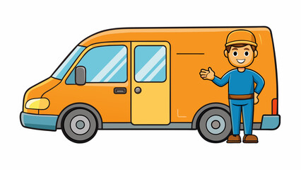 Efficient Delivery Vector Illustration of a Van with Driver for Seamless Logistics