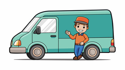Efficient Delivery Vector Illustration of a Van with Driver for Seamless Logistics