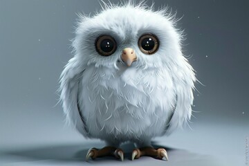 a white owl with big eyes