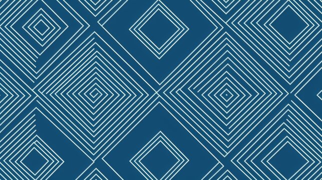 Vintage geometric seamless pattern modern. Blue line background.