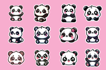 cute panda stickers Vector collection © Ranadhie