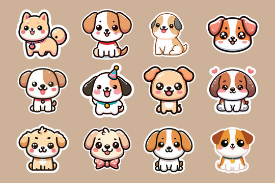 cute dog stickers Vector collection