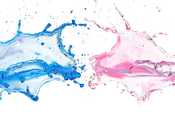 blue and pink water splash isolated on white or transparent - Powered by Adobe