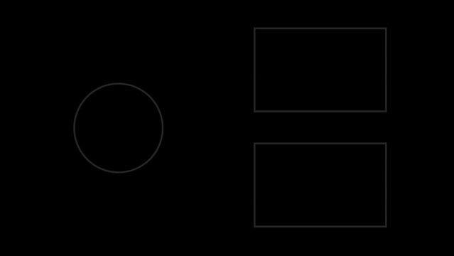 4K template for video end screens on social media. Minimalist neon circle and rectangle animation. Preview recommended video channels