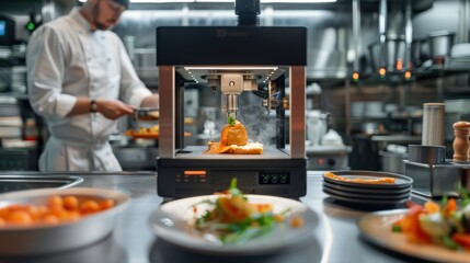 3D food printers are printing plates in professional kitchens