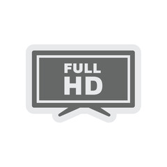 Full HD screen vector sticker. Tv high definition display or monitor icon.