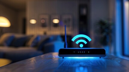 A wifi extender, Blue wifi symbol, - obrazy, fototapety, plakaty