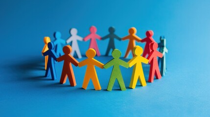 Human team concept, human group, business, community working together as a team, crowd, blue