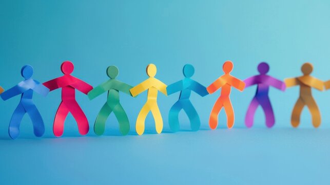 Human team concept, human group, business, community working together as a team, crowd, blue