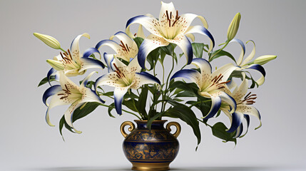Imperial lily bouquet on a white porcelain vase