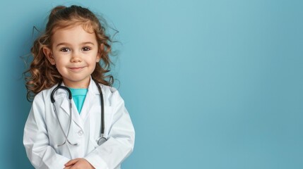 Little boy in doctor's coat with stethoscope