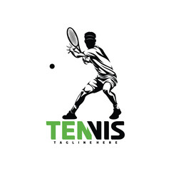 Male tennis player silhouette vector illustration design