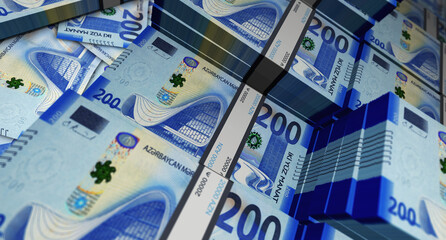 Azerbaijan manat 200 ILS banknote money 3d illustration