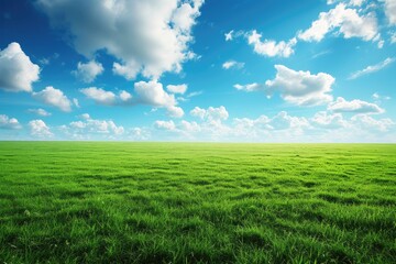 Fototapeta premium A large field of grass with a clear blue sky above