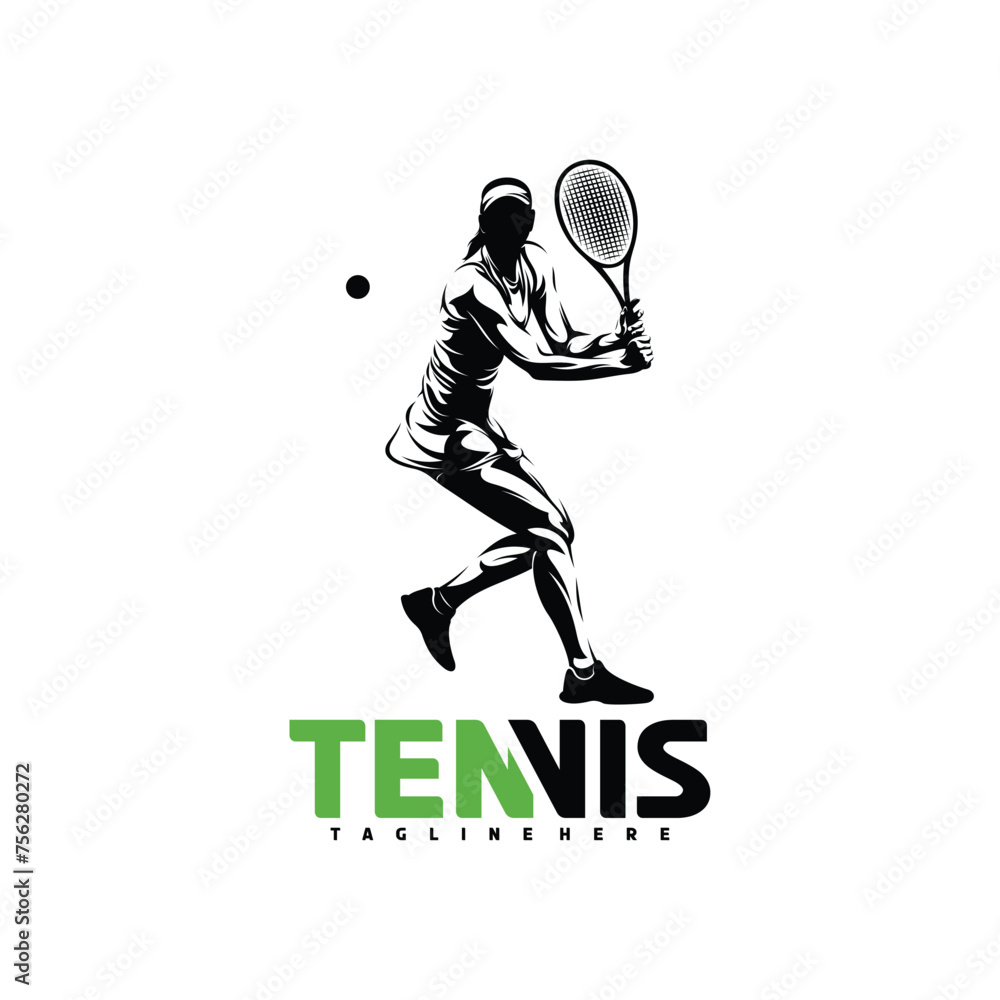 Wall mural Female tennis player silhouette vector illustration design