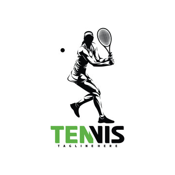 Female tennis player silhouette vector illustration design