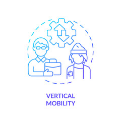 Vertical mobility blue gradient concept icon. Shift from lower class to middle class. Career and social ladder. Round shape line illustration. Abstract idea. Graphic design. Easy to use