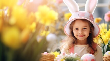 little girl with Easter bunny ears