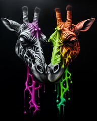 Noble Giraffes Ethereal pastels Monochromatic magic  Vibrant inspiration  Charcoal sketchvintage style