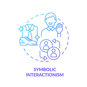 Symbolic interactionism blue gradient concept icon. Theory of social stratification. Self expression. Round shape line illustration. Abstract idea. Graphic design. Easy to use in article
