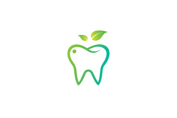 dental logo icon and leaf, dental care concept design with leaf