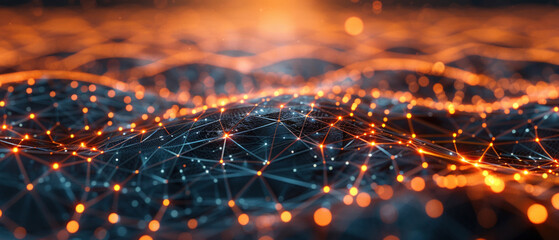 3D rendering of a glowing line grid