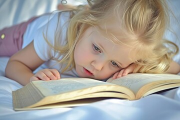 Witness the enchantment unfold as a baby explores a magical world while lying on their tummy, absorbed in the pages of a captivating book.