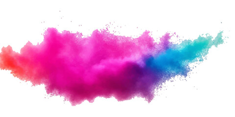 Bright colorful powder paint  splash splatter stain brush strokes on white background. Modern vibrant aquarelle spot. Rainbow trendy isolated design on white. Element. Vector watercolor illustration.	