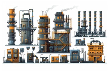 Detailed set of power plants and substations