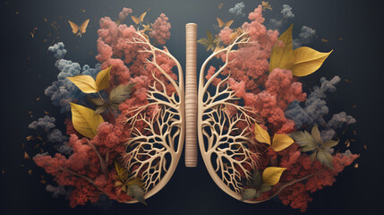 Lungs with breathing symbol
